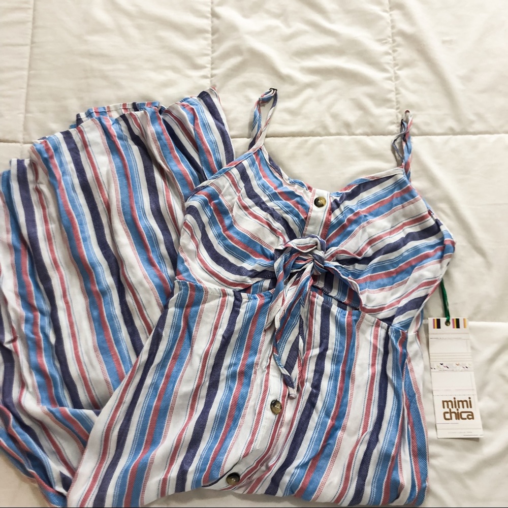 NWT Mimi Chica Striped Button Maxi Dress
